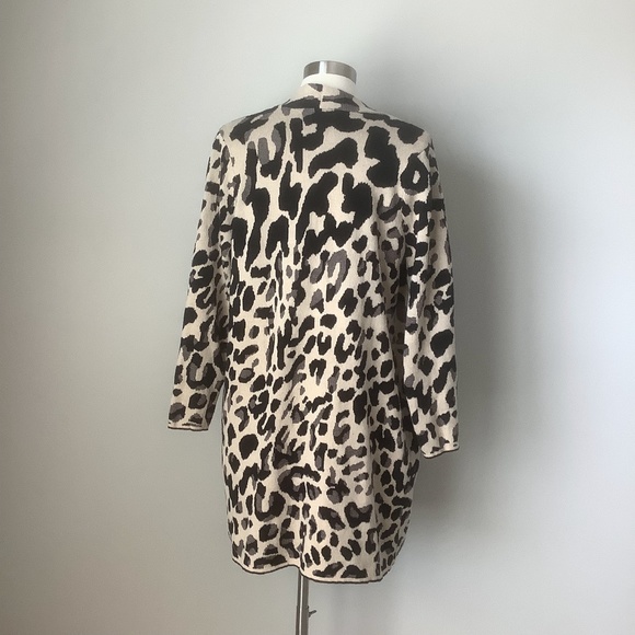 Chico's Leopard Print Open Cardigan Sweater Pockets Size2 - Picture 9 of 16